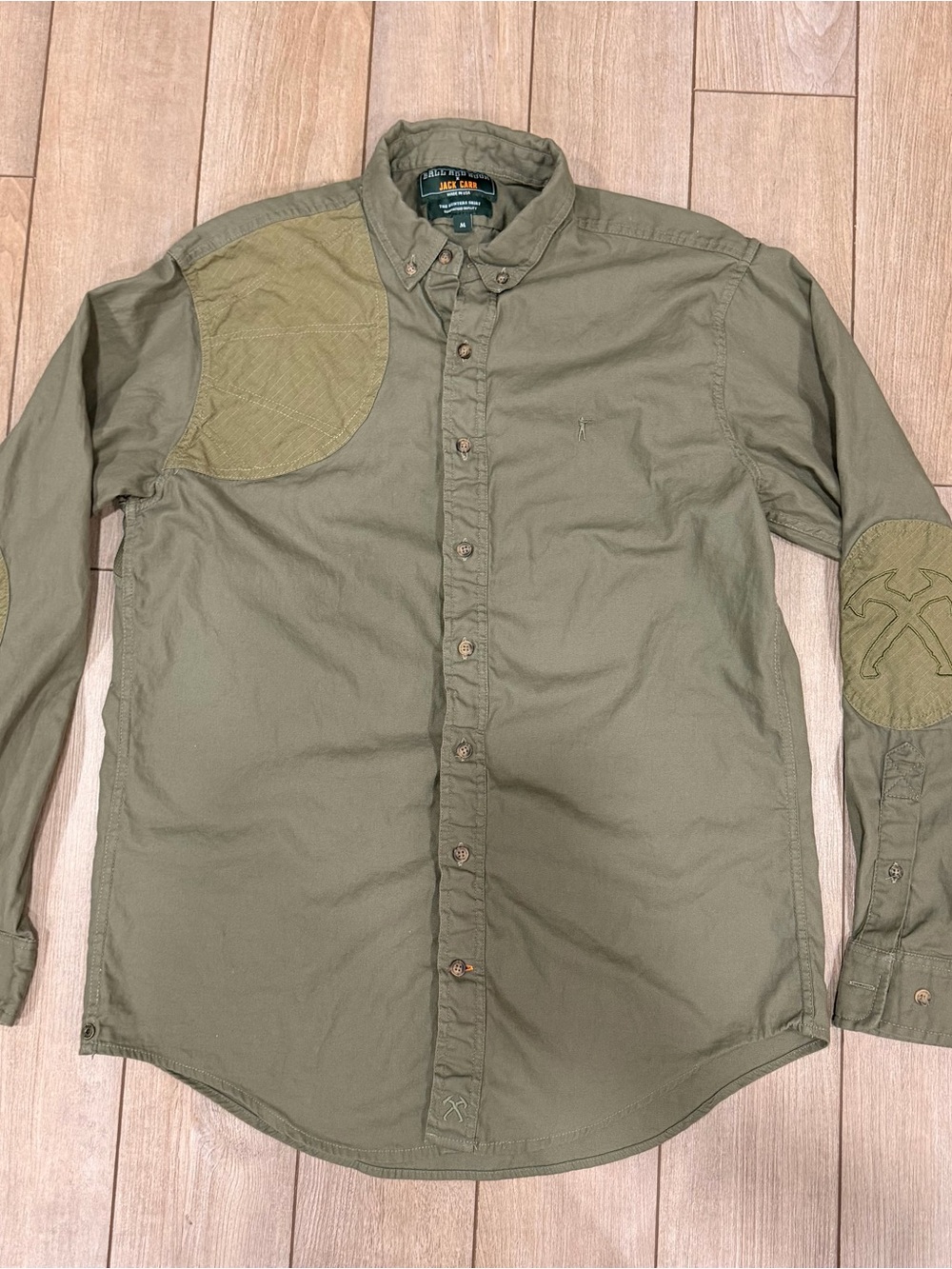 Ball and Buck x Jack Carr Olive Green Button-Down Shirt with Elbow Patches M